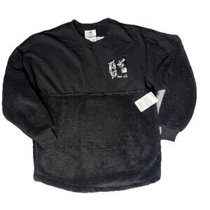 New Disney Steamboat Willie Mickey Mouse Black Sherpa Fleece Spirit Jersey Sz S